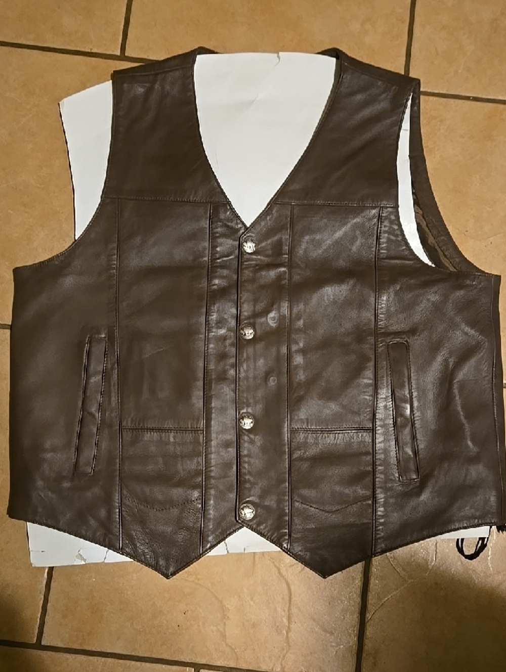 Men's Brown Leather Vest - Classic Button-Front Style. Milwaukee Leather